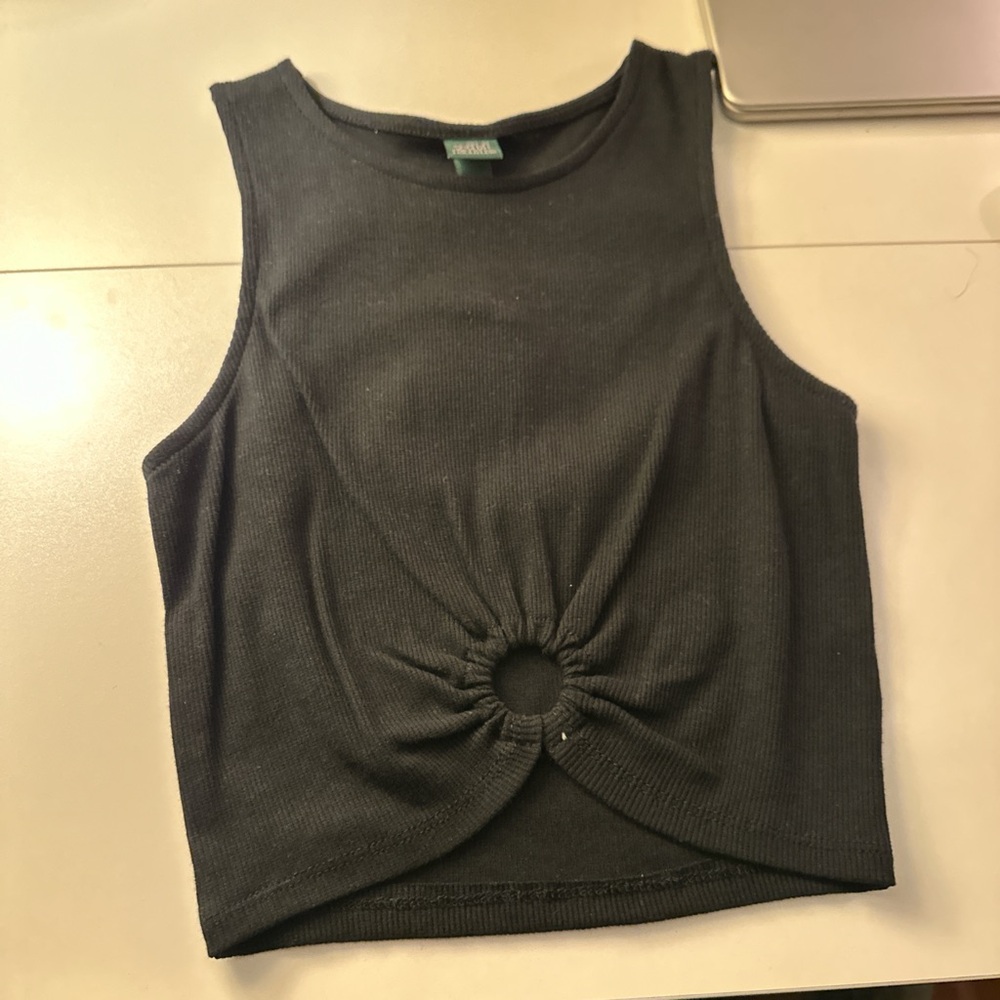 Wild Fable Gray Sleeveless Crop Top with Cut Out Detail